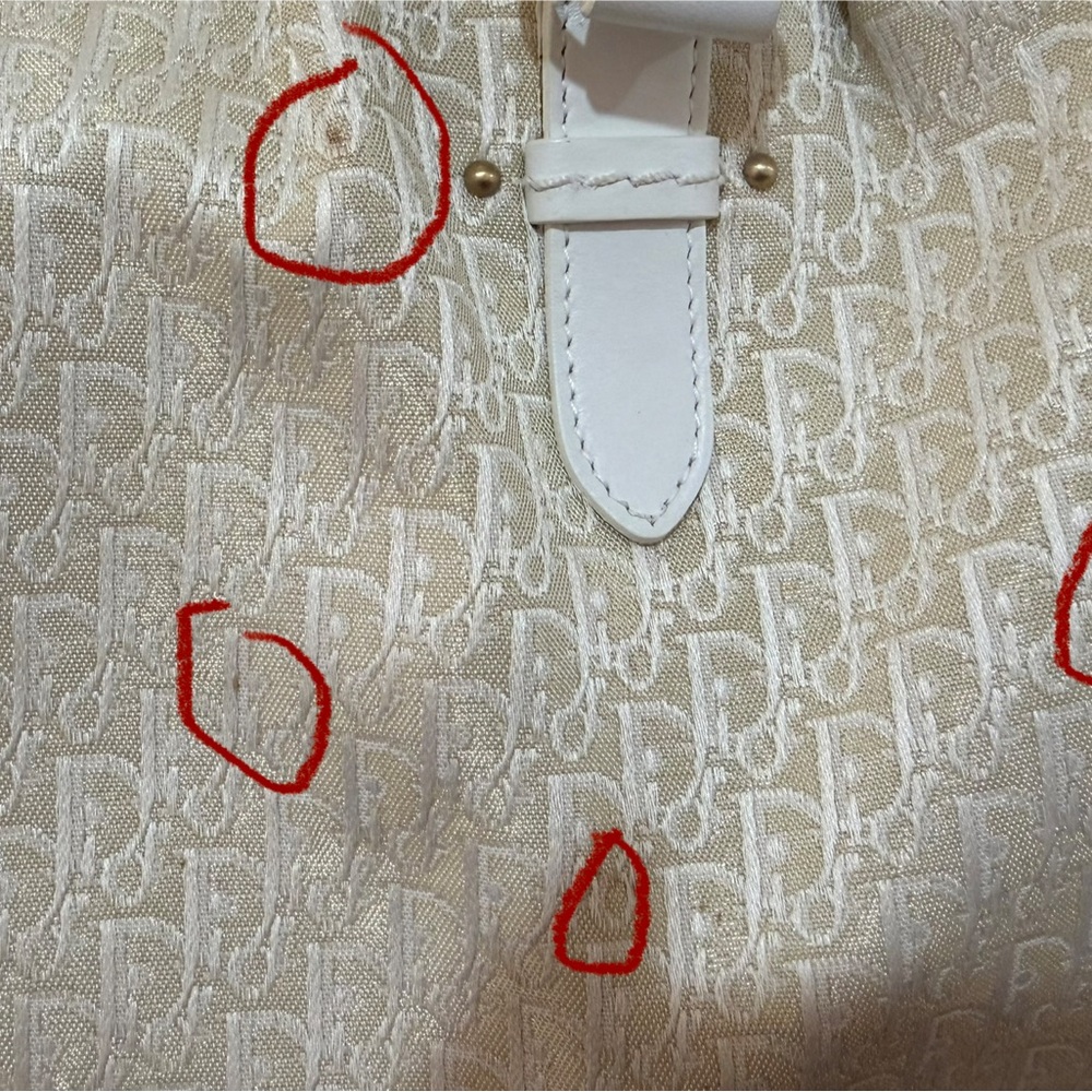 Dior White and Cream Canvas and leather Satchel Bag - Picture 13 of 13